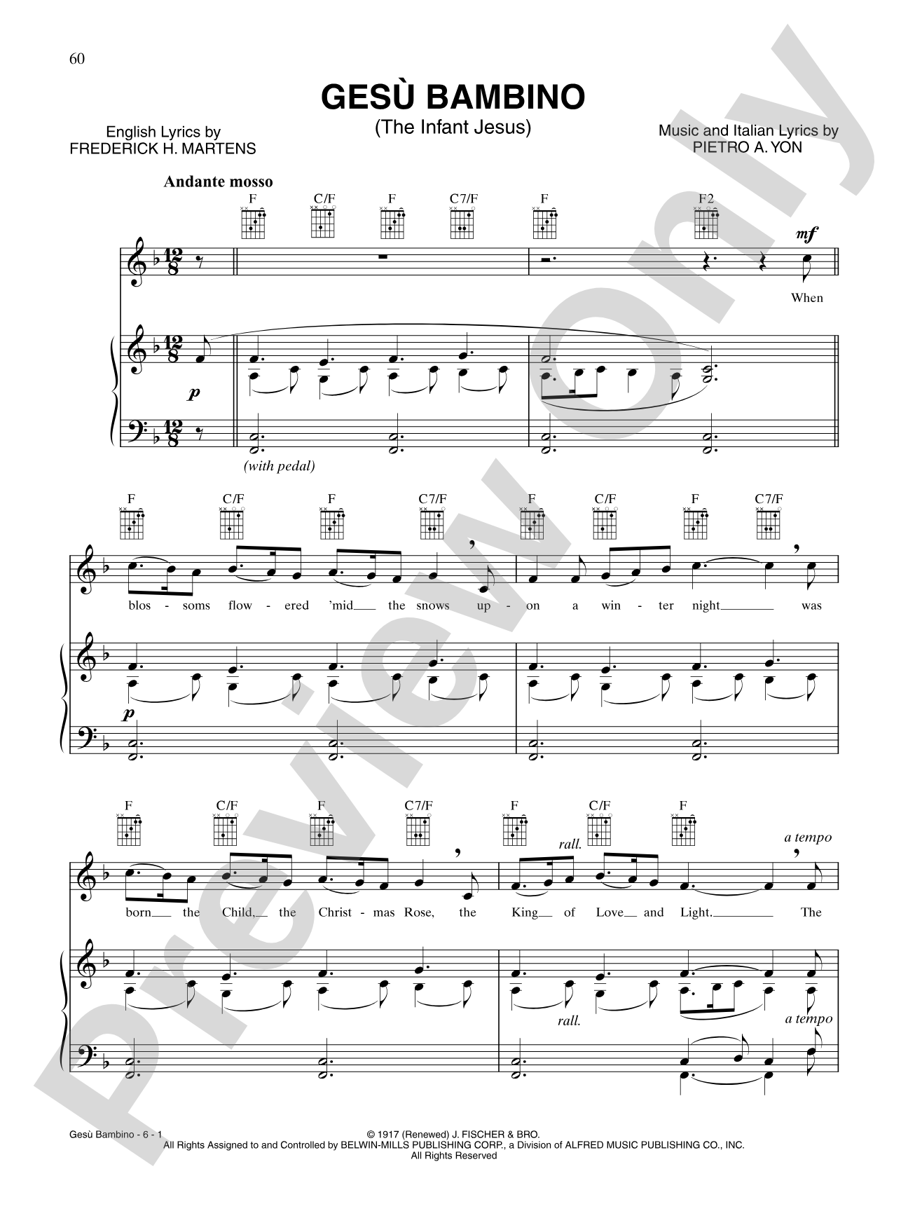 Gesù Bambino (The Infant Jesus): Piano/Vocal/Chords
