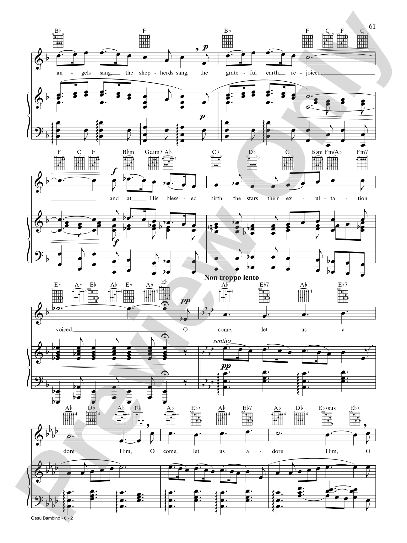 Gesù Bambino (The Infant Jesus): Piano/Vocal/Chords