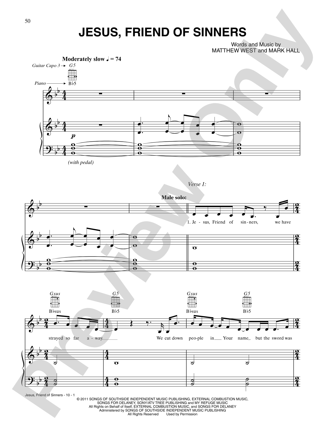 Jesus, Friend of Sinners: Piano/Vocal/Chords