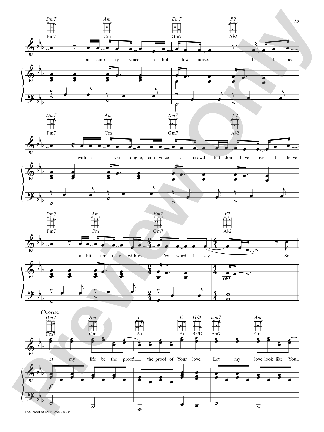 The Proof of Your Love: Piano/Vocal/Chords