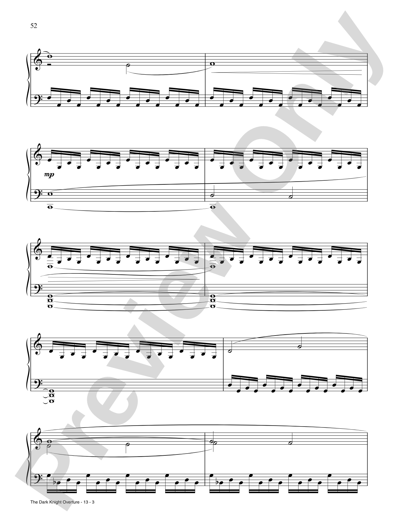 The Dark Knight Overture: Piano