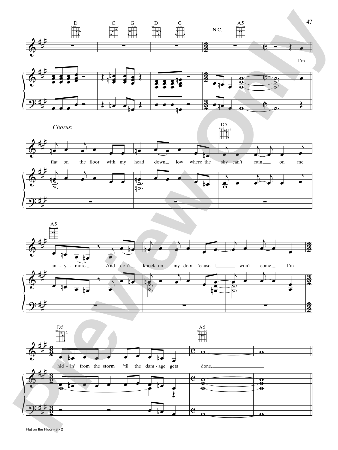 Flat on the Floor: Piano/Vocal/Chords