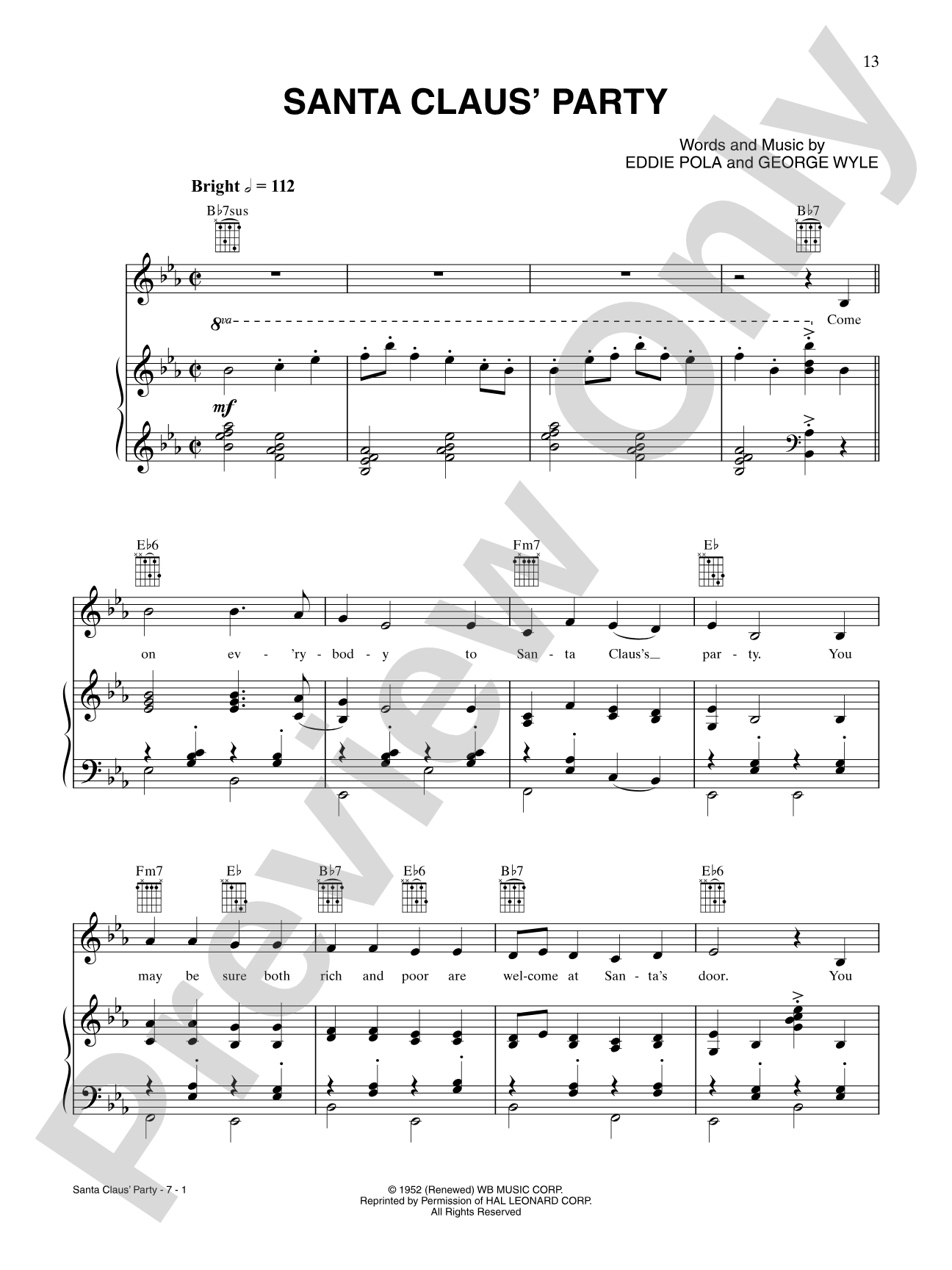 Santa Claus' Party: Piano/Vocal/Chords