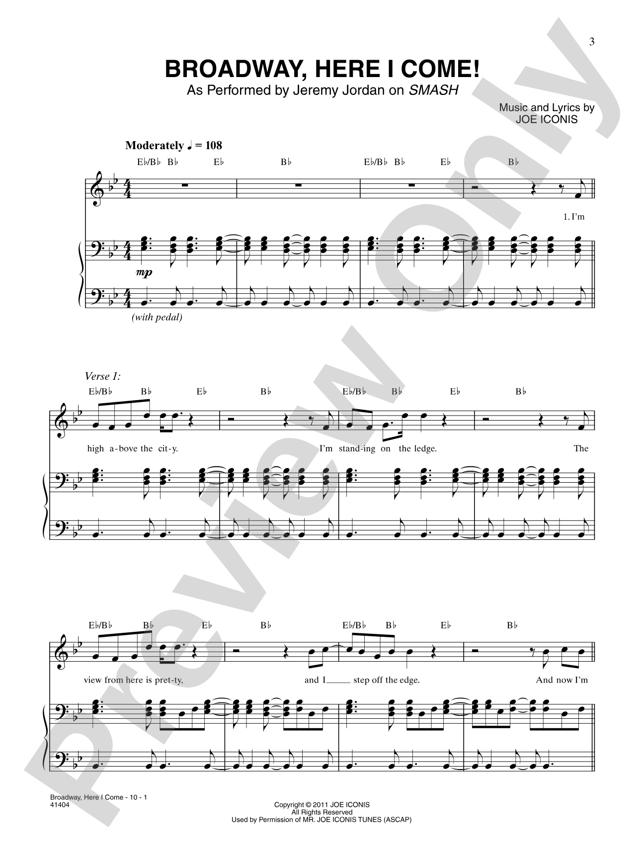 Broadway, Here I Come!: Piano/Vocal/Chords