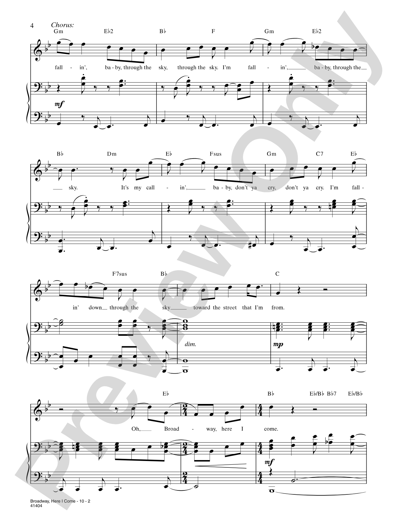 Broadway, Here I Come!: Piano/Vocal/Chords