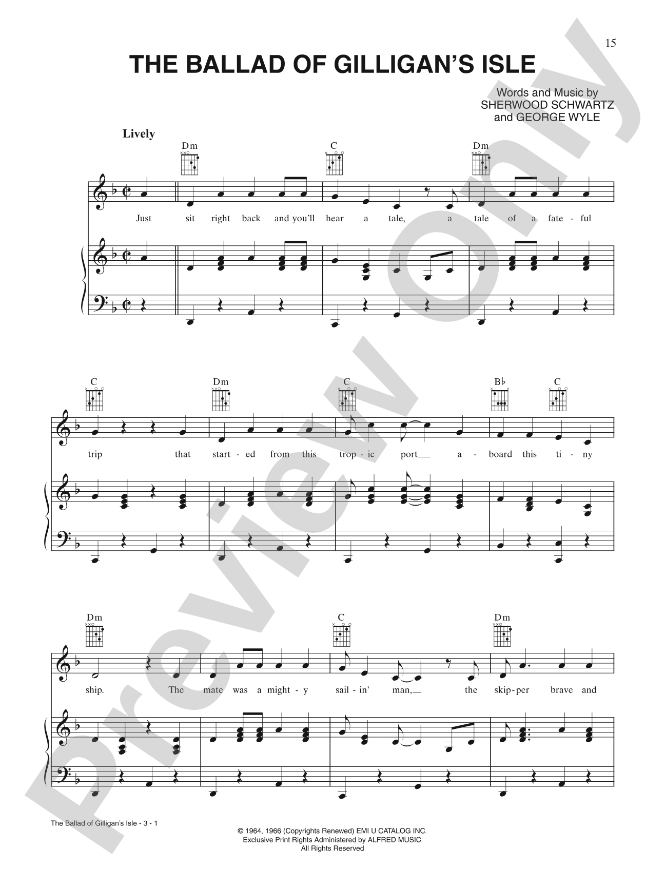 The Ballad of Gilligan's Isle: Piano/Vocal/Chords