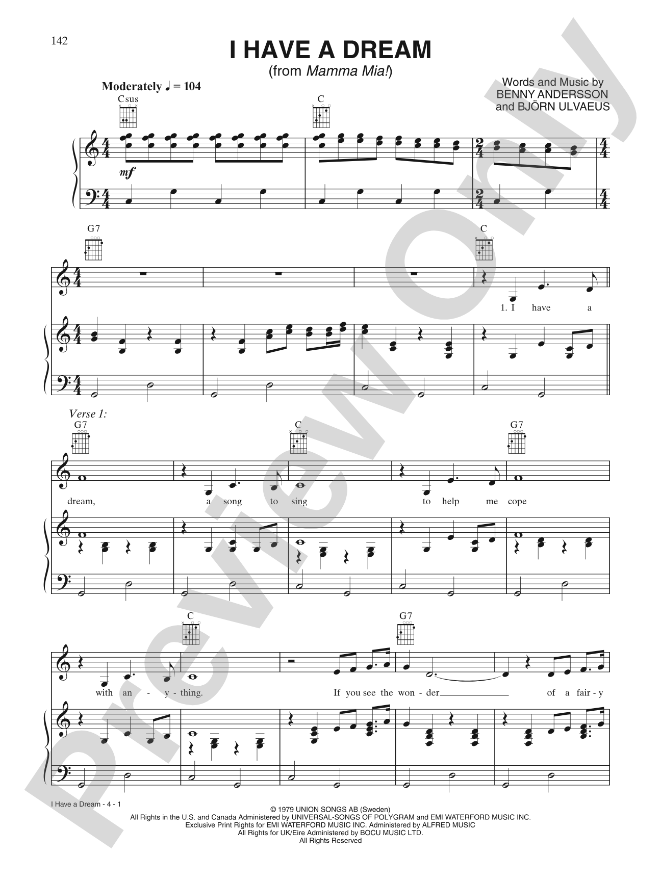 I Have a Dream: Piano/Vocal/Chords