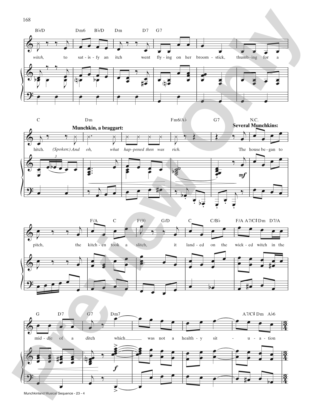 Munchkinland Musical Sequence: Piano/Vocal/Chords
