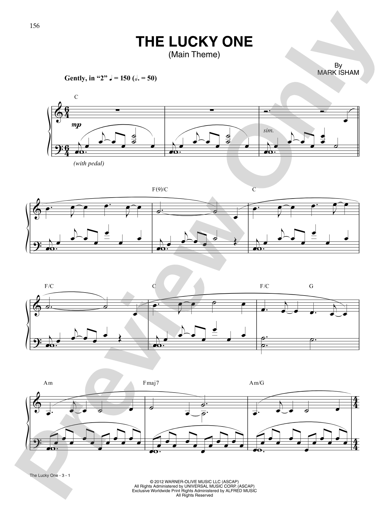 The Lucky One (Main Theme): Piano