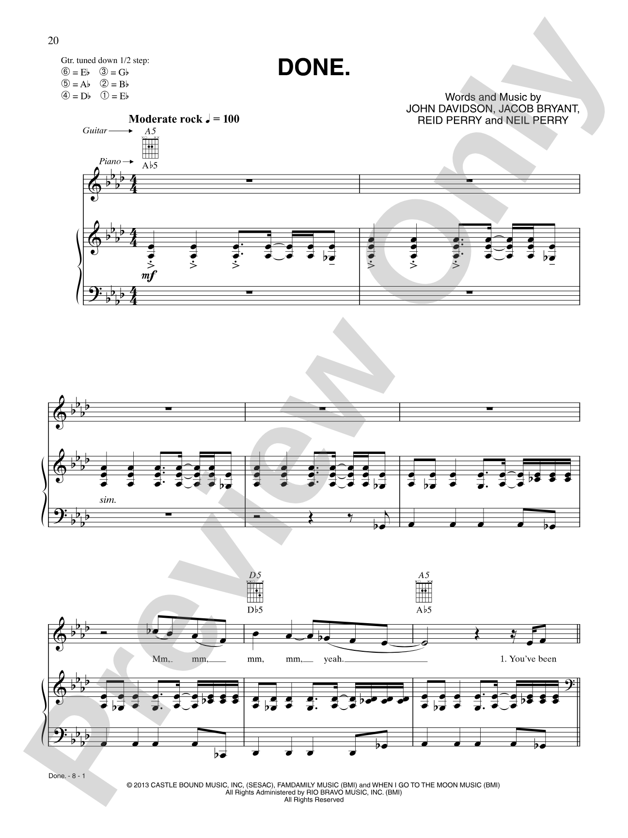 Done.: Piano/Vocal/Chords