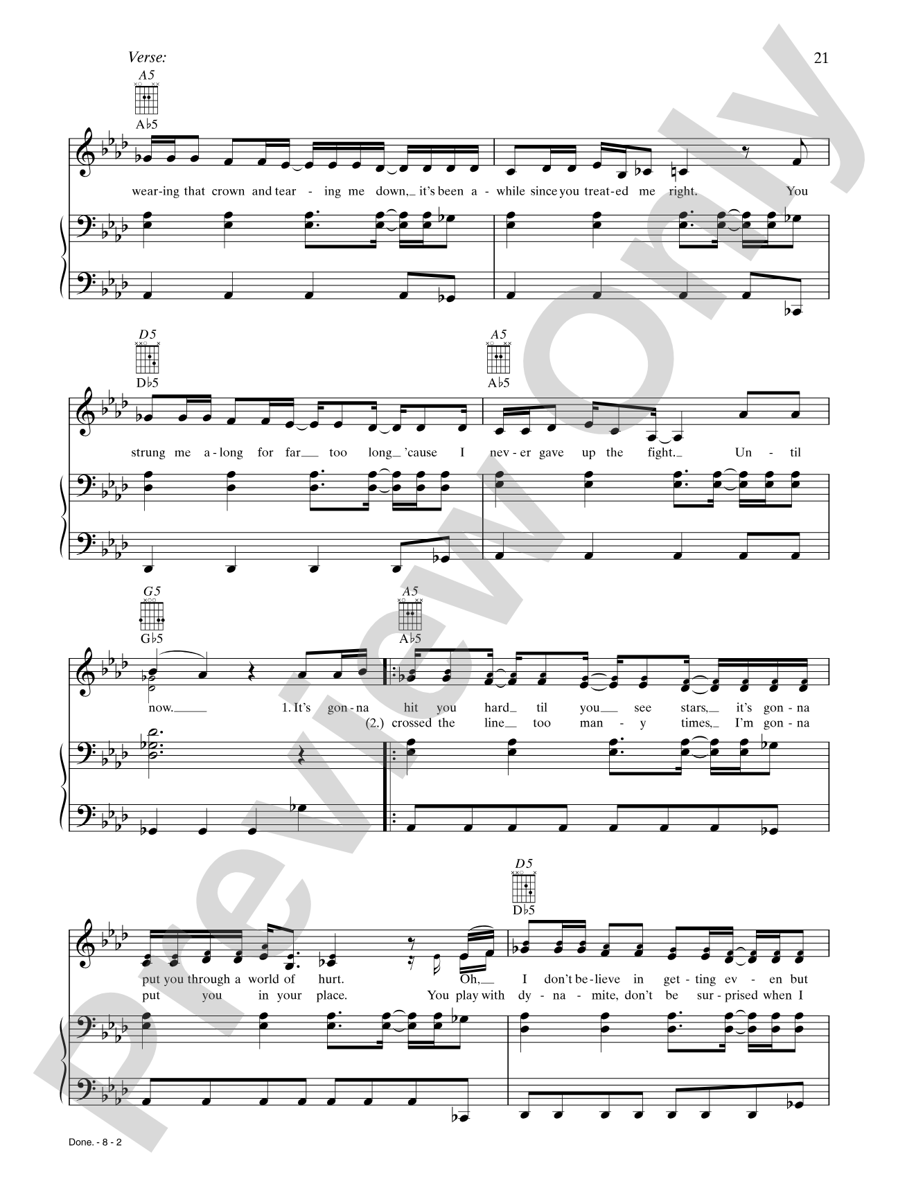 Done.: Piano/Vocal/Chords