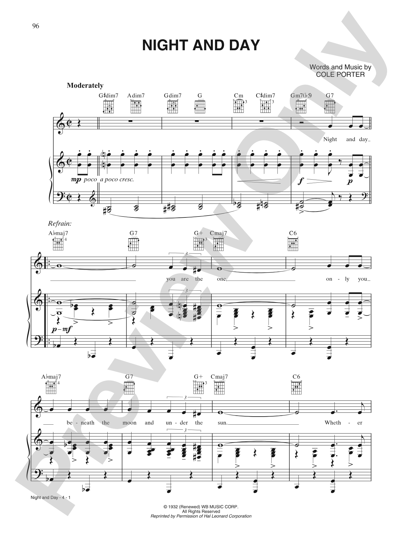 Night and Day: Piano/Vocal/Chords