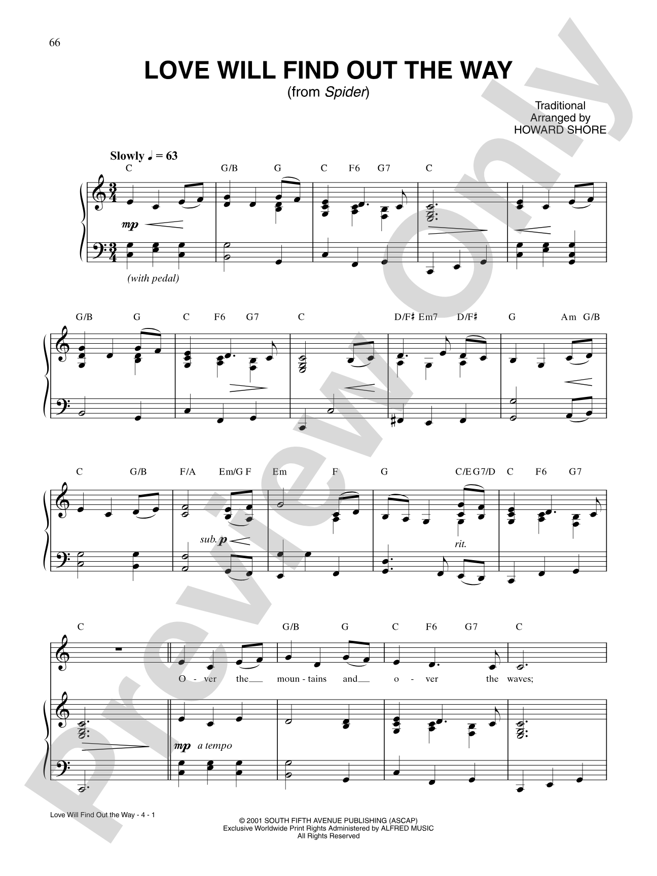 Love Will Find Out the Way: Piano/Vocal/Chords