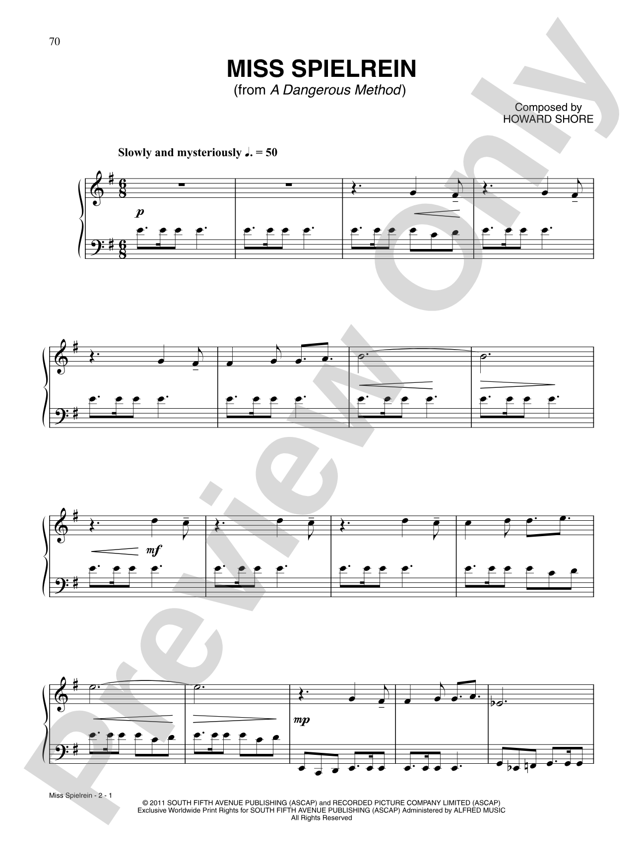 Miss Spielrein: Piano