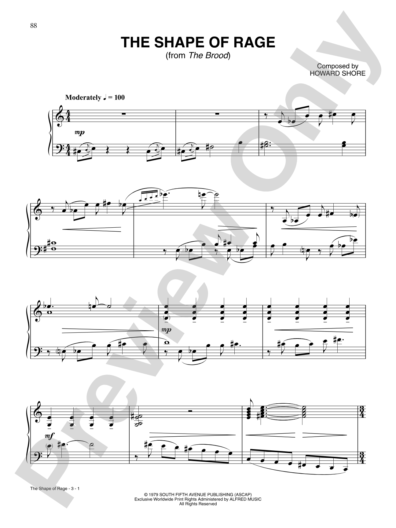 The Shape of Rage: Piano