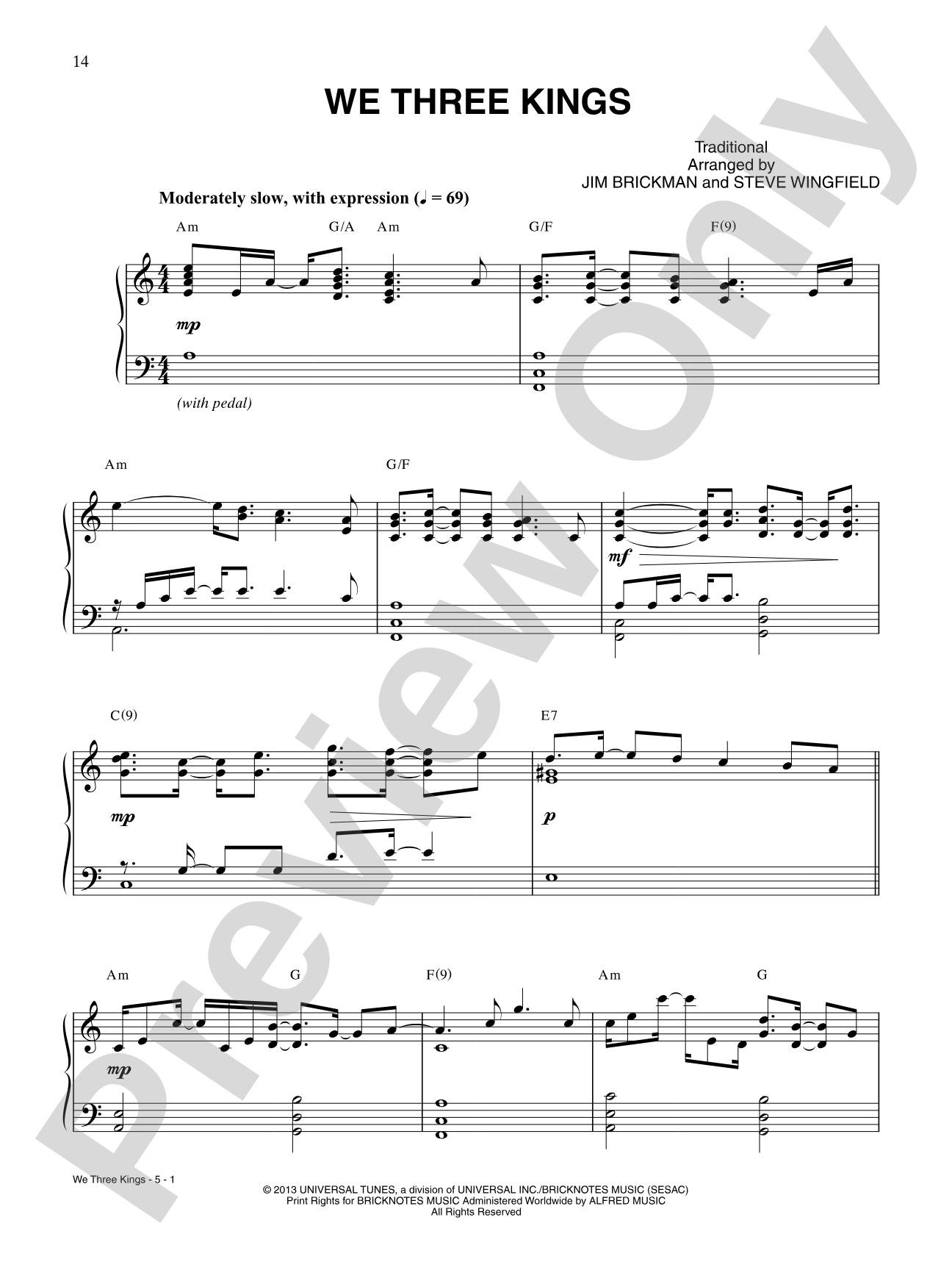 We Three Kings: Piano