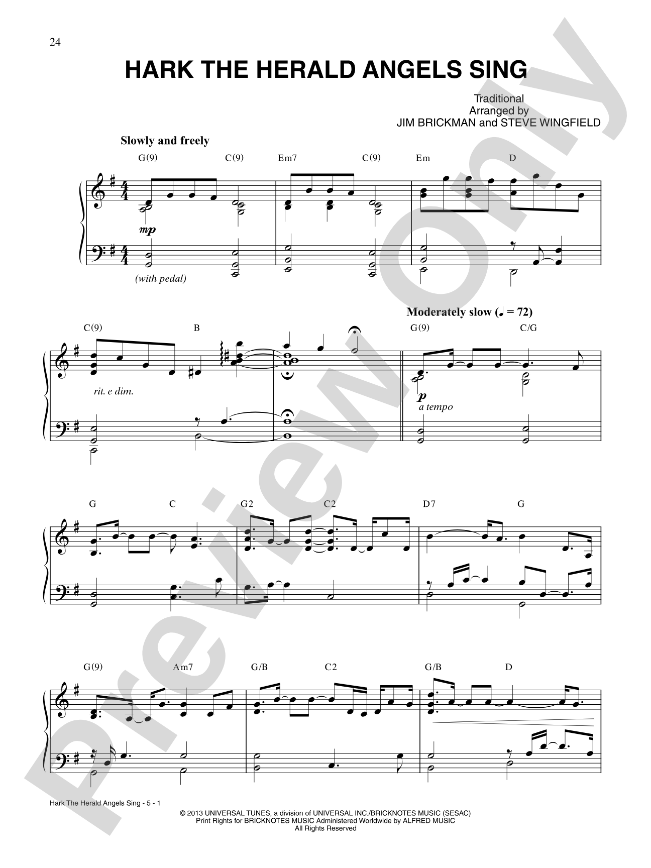Hark the Herald Angels Sing: Piano