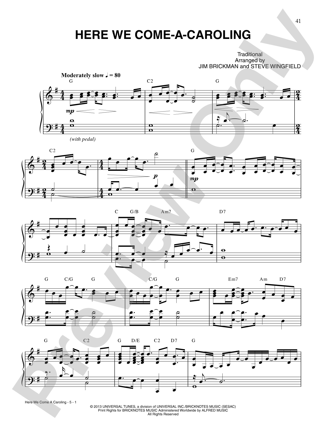 Here We Come-A-Caroling: Piano