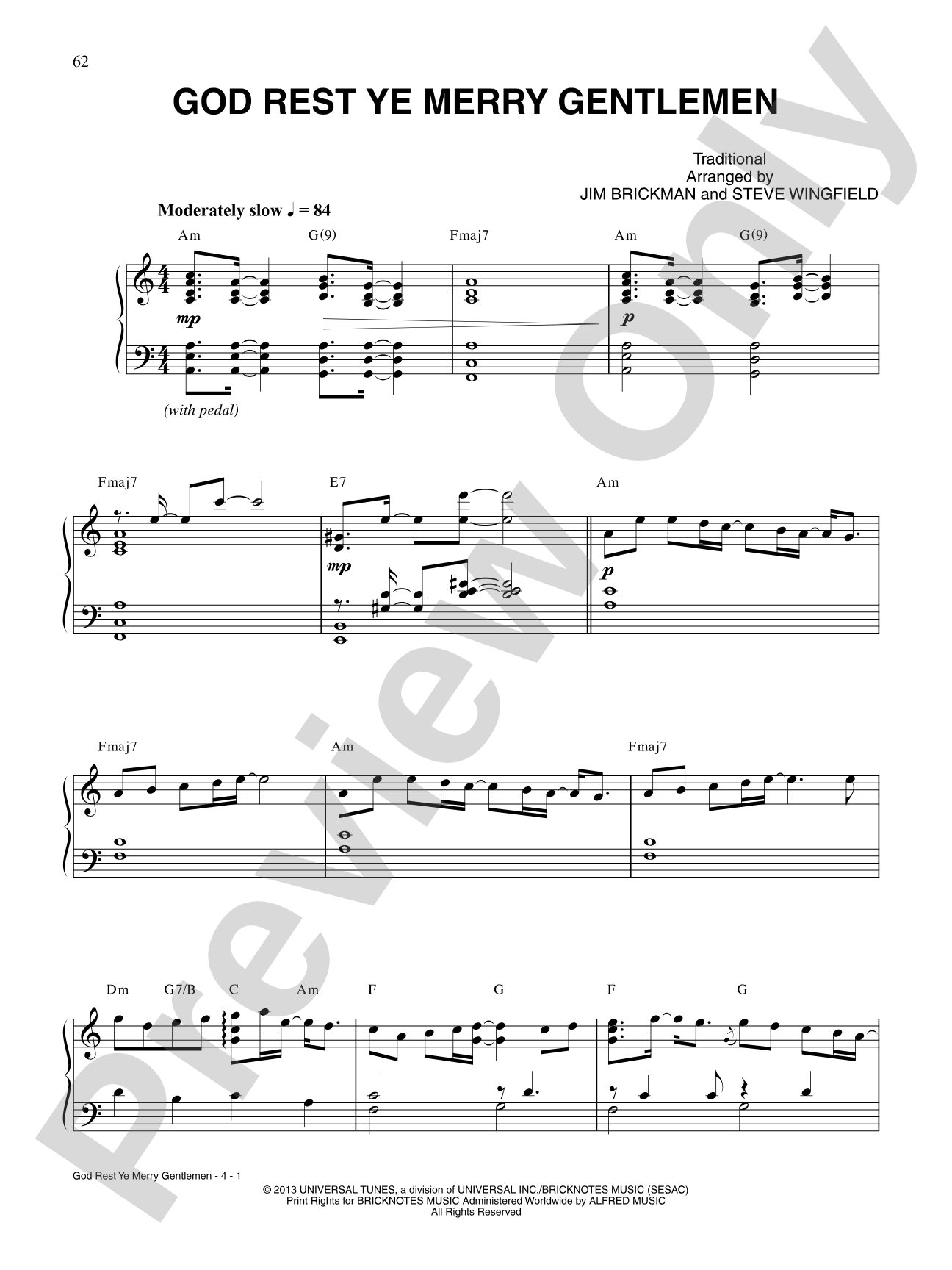 God Rest Ye Merry, Gentlemen: Piano