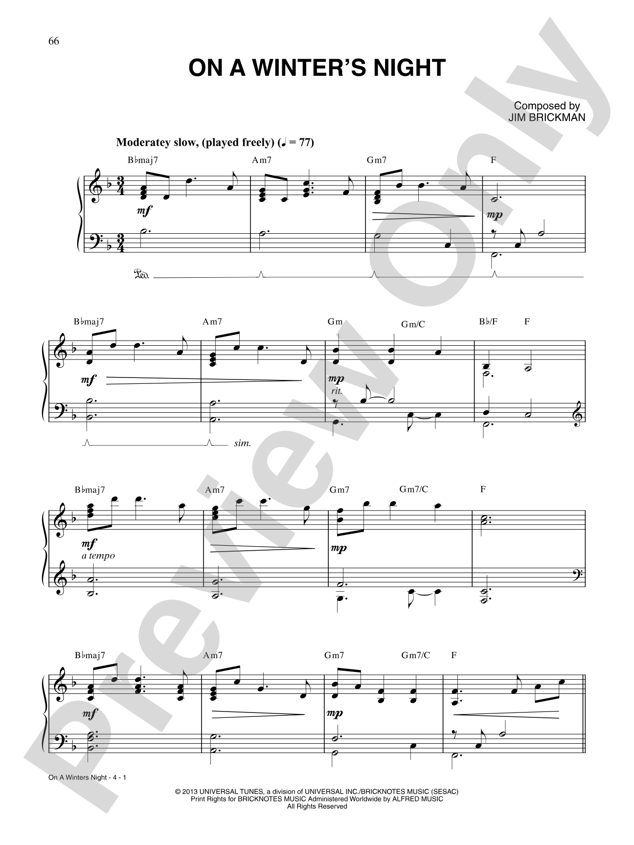 On a Winter's Night: Piano