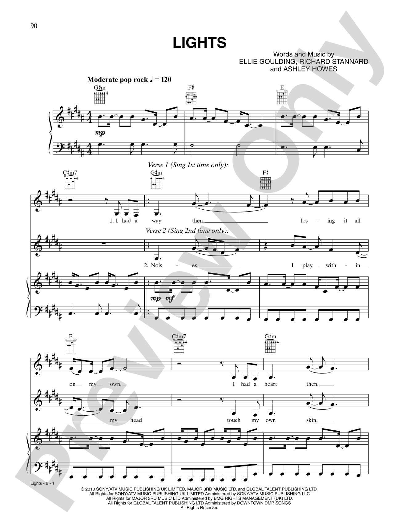 Lights: Piano/Vocal/Chords