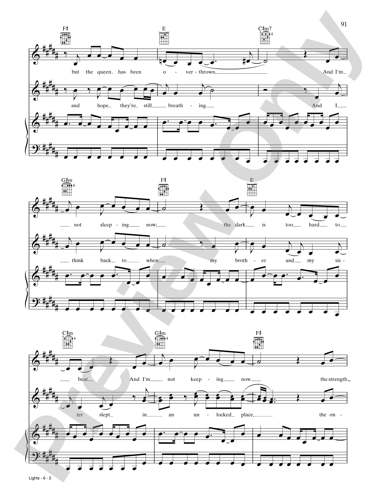 Lights: Piano/Vocal/Chords