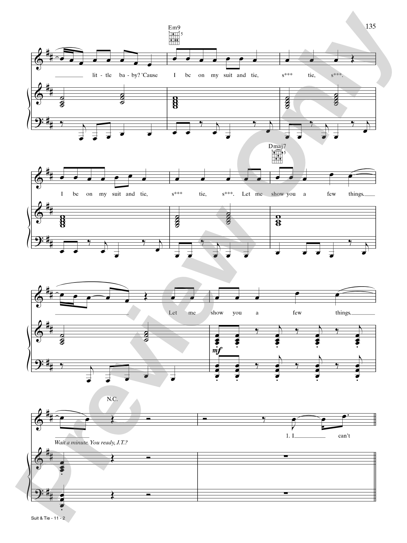 Suit & Tie: Piano/Vocal/Chords