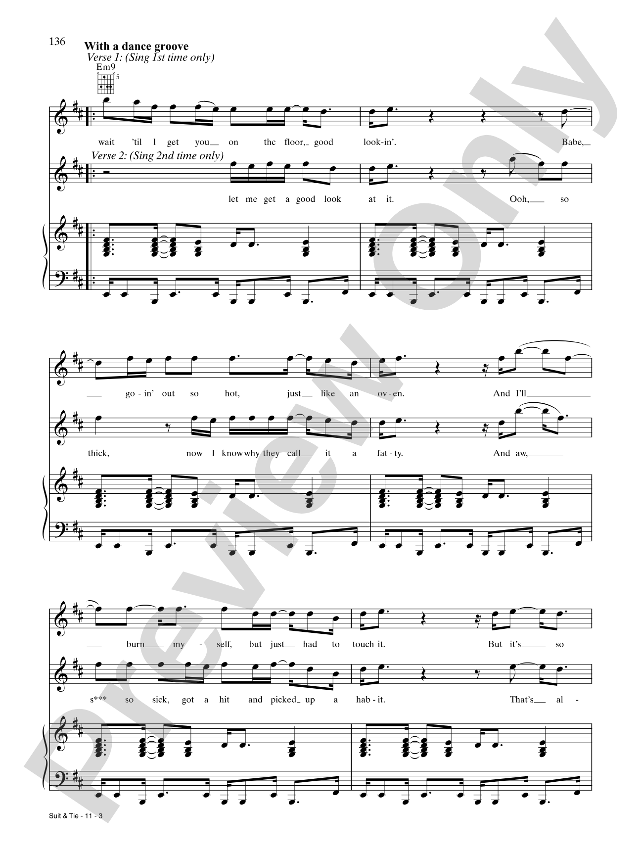Suit & Tie: Piano/Vocal/Chords