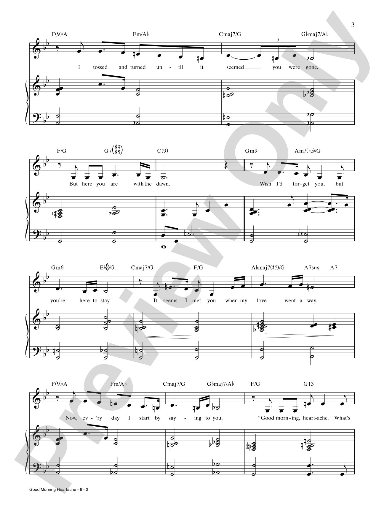 Good Morning Heartache: Piano/Vocal/Chords