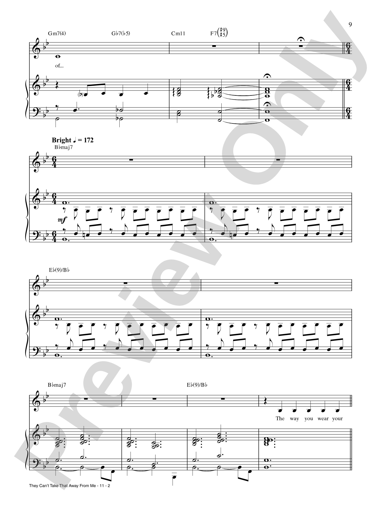 They Can't Take That Away from Me: Piano/Vocal/Chords