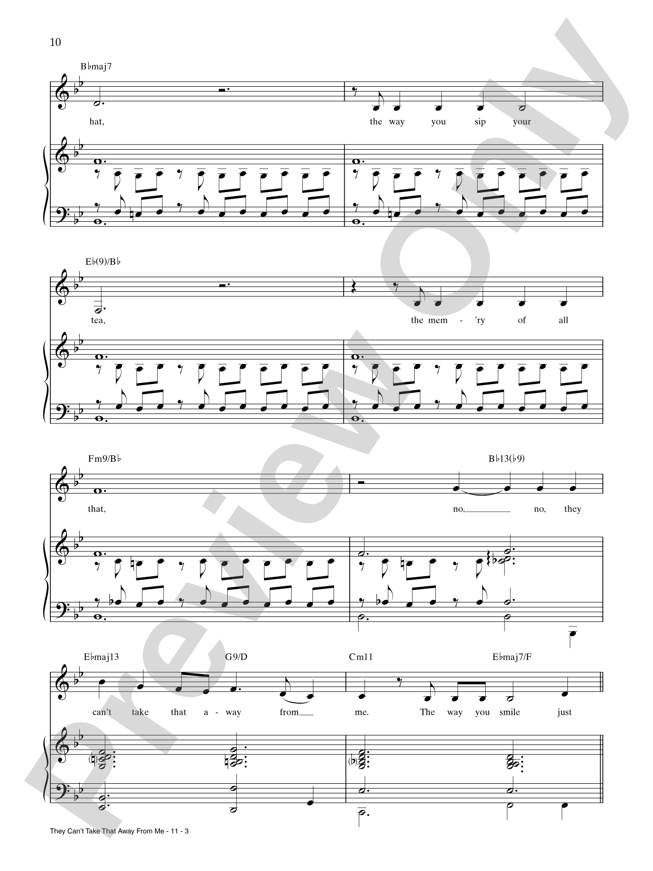 They Can't Take That Away from Me: Piano/Vocal/Chords