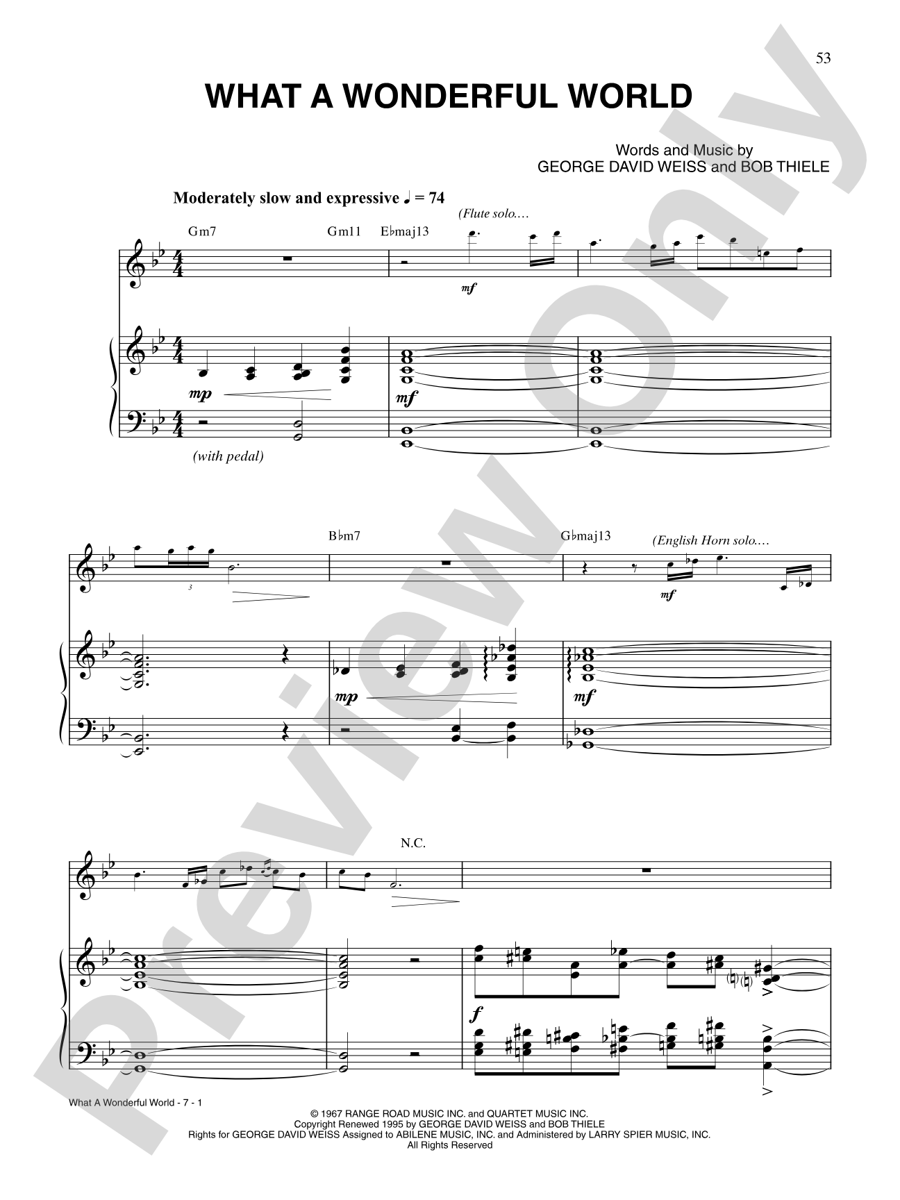 What a Wonderful World: Piano/Vocal/Chords
