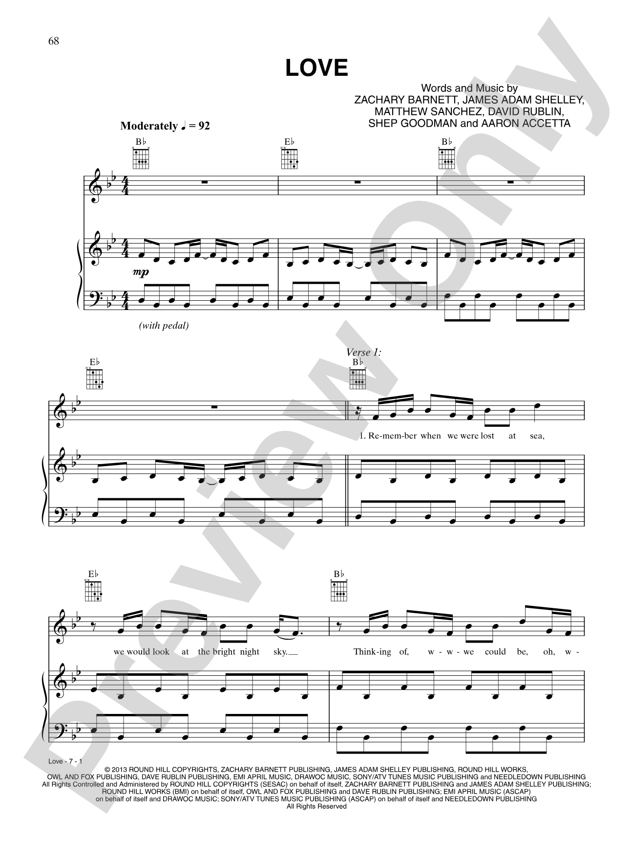 Love: Piano/Vocal/Chords