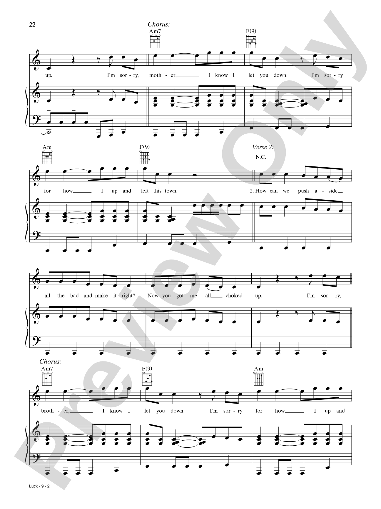 Luck: Piano/Vocal/Chords