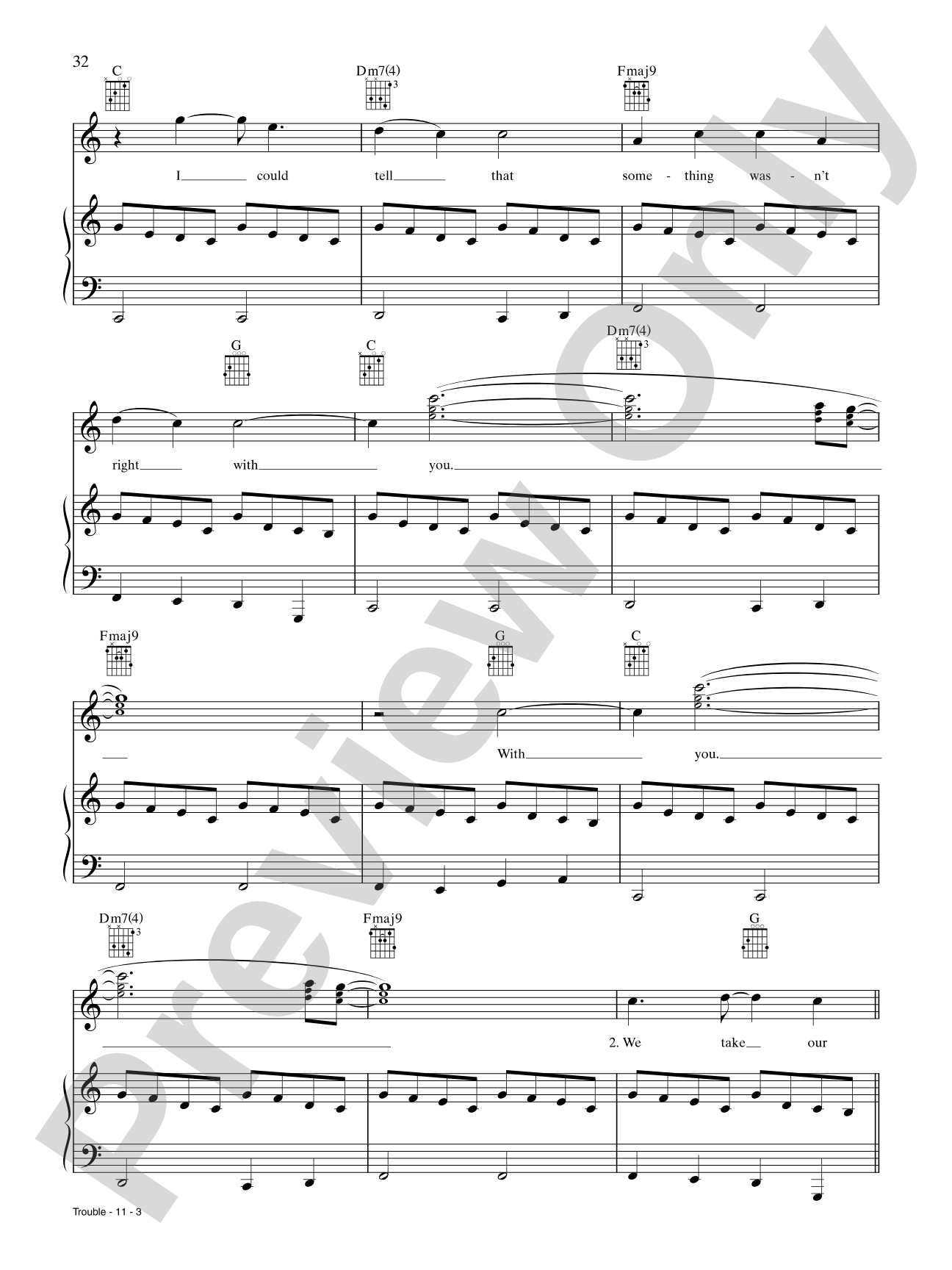 Trouble: Piano/Vocal/Chords