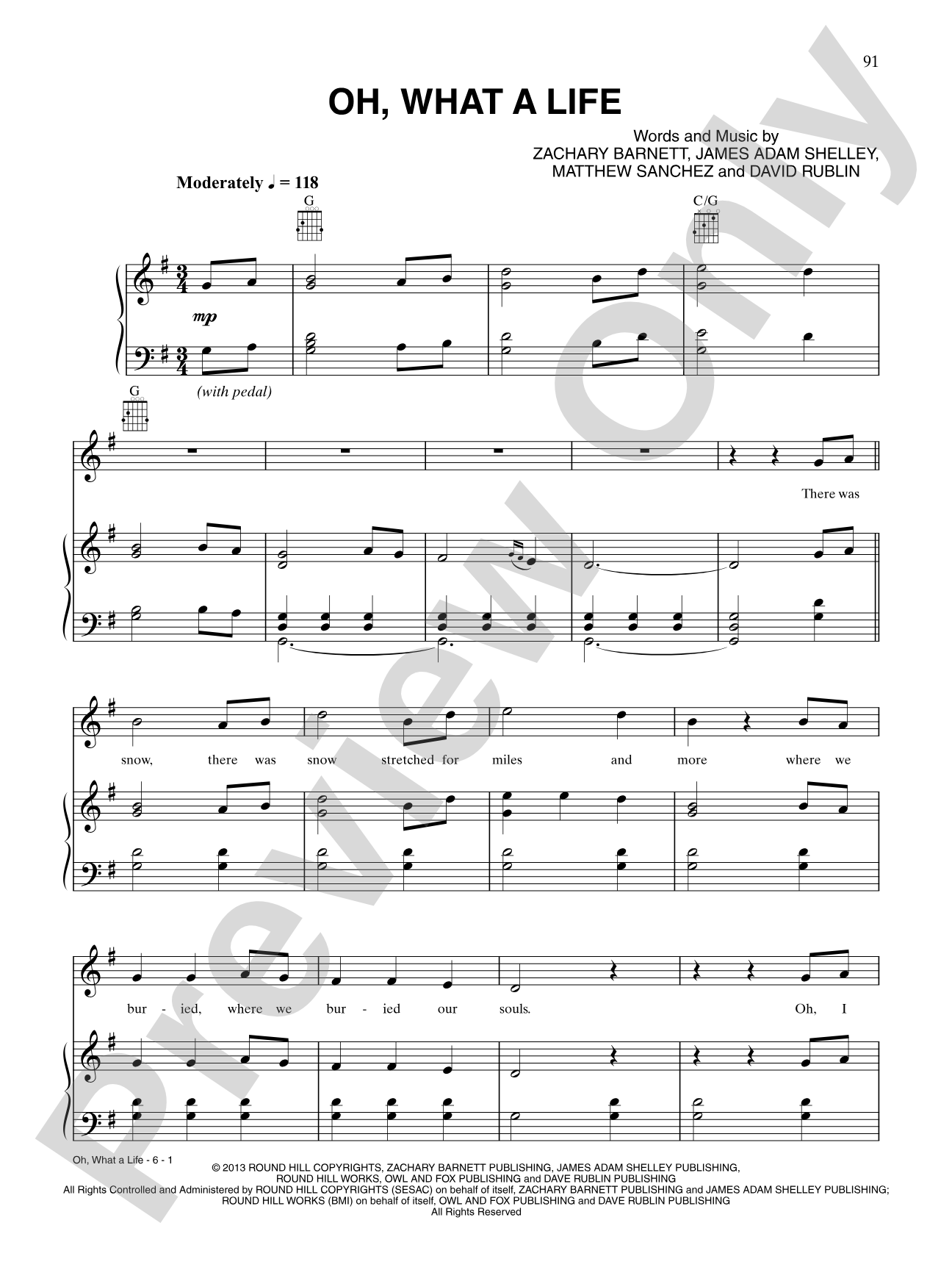 Oh, What a Life: Piano/Vocal/Chords