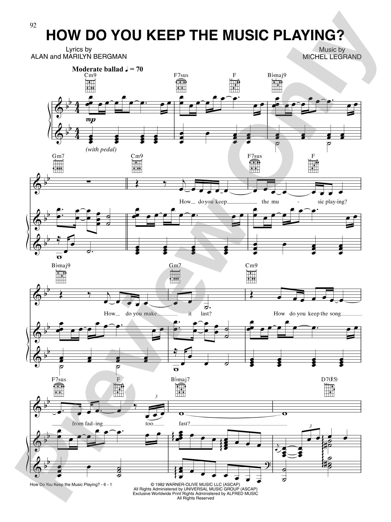 How Do You Keep the Music Playing?: Piano/Vocal/Chords