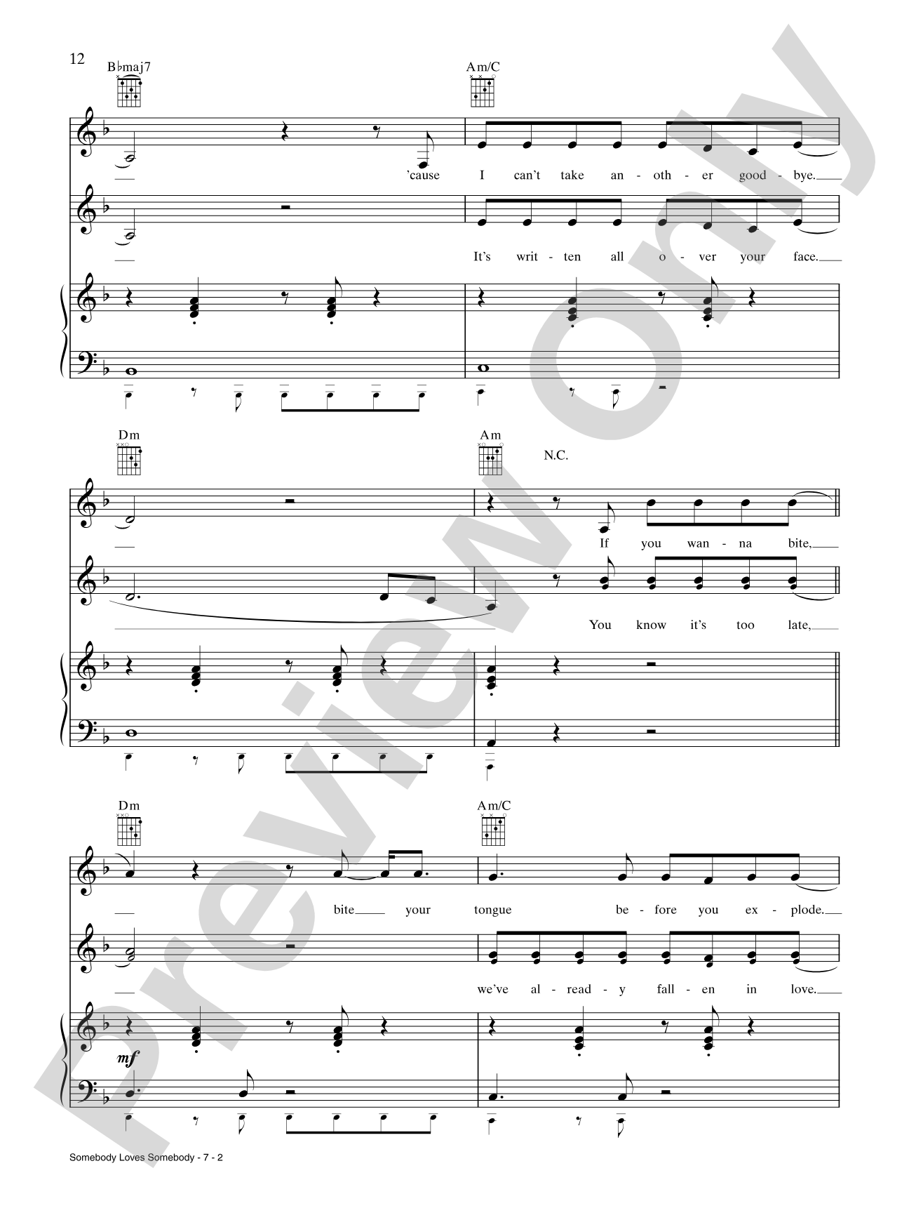 Somebody Loves Somebody: Piano/Vocal/Chords