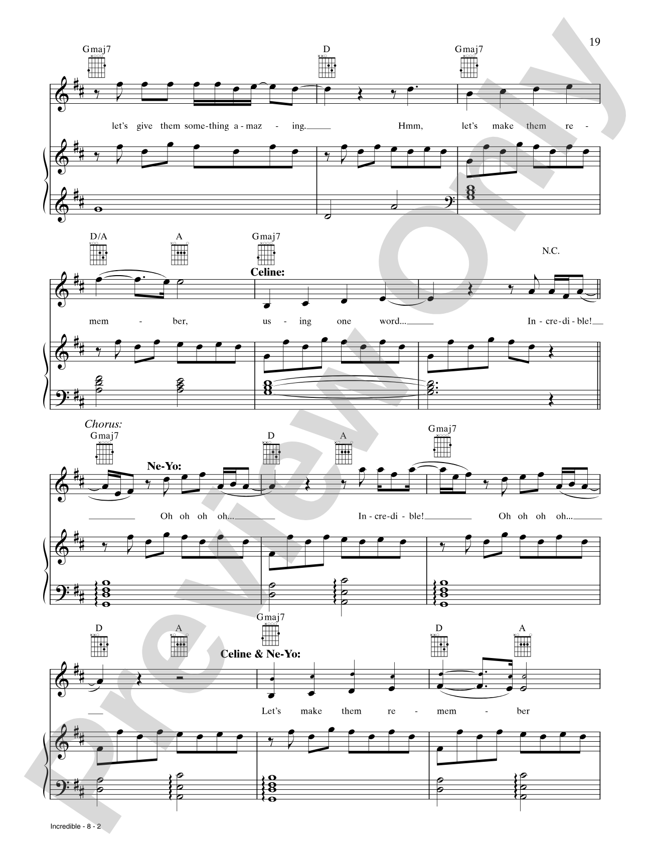 Incredible: Piano/Vocal/Chords