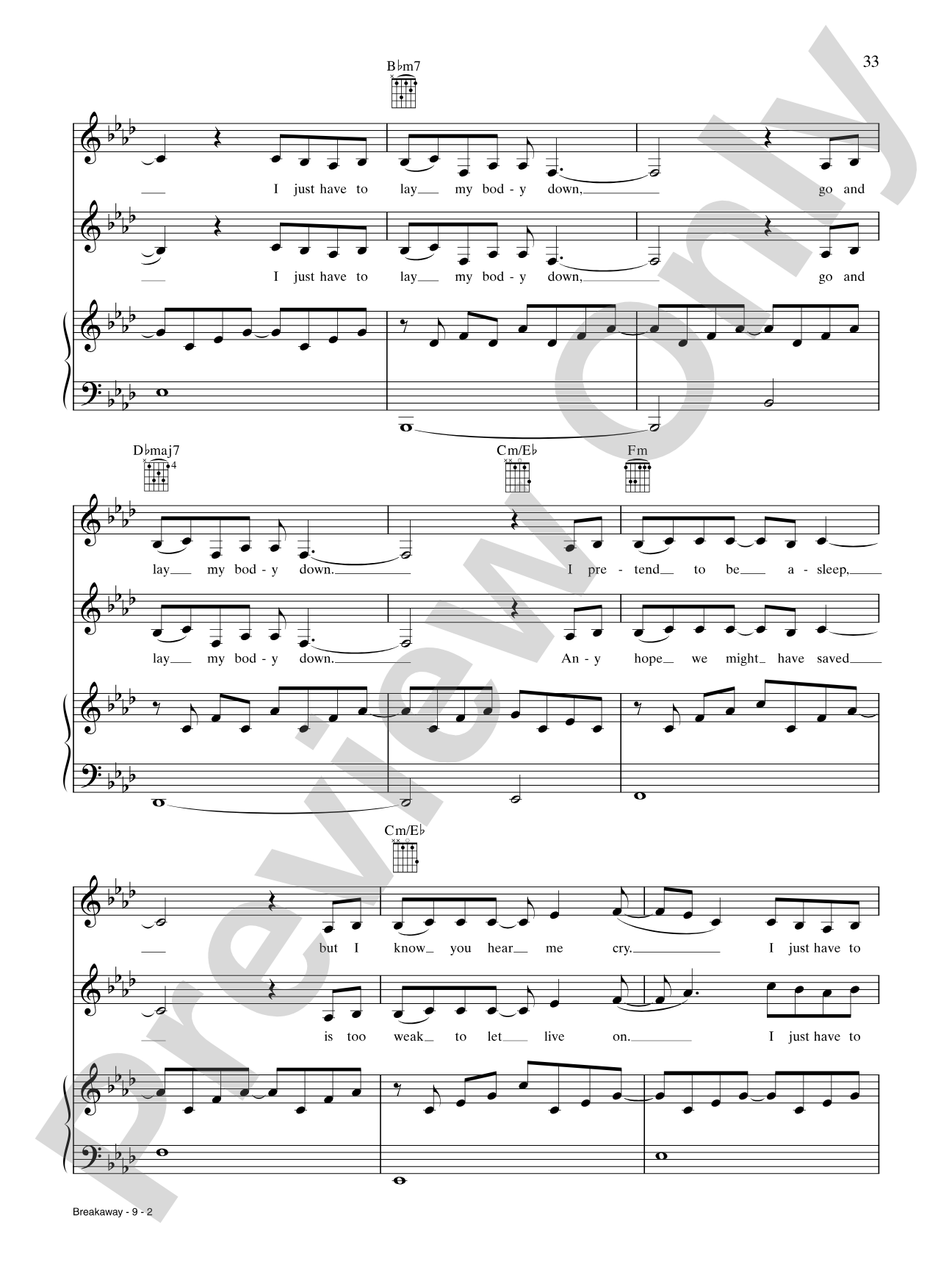 Breakaway: Piano/Vocal/Chords