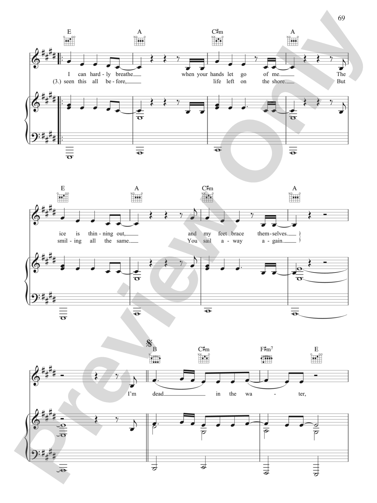 Dead in the Water: Piano/Vocal/Chords
