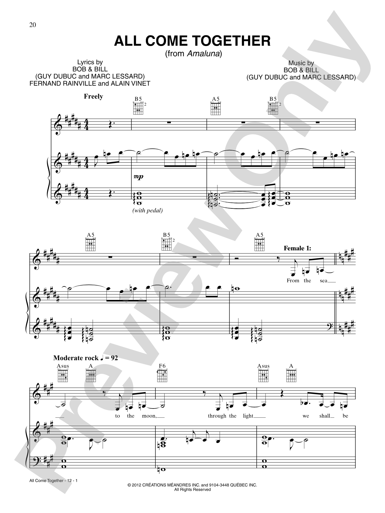 All Come Together: Piano/Vocal/Chords