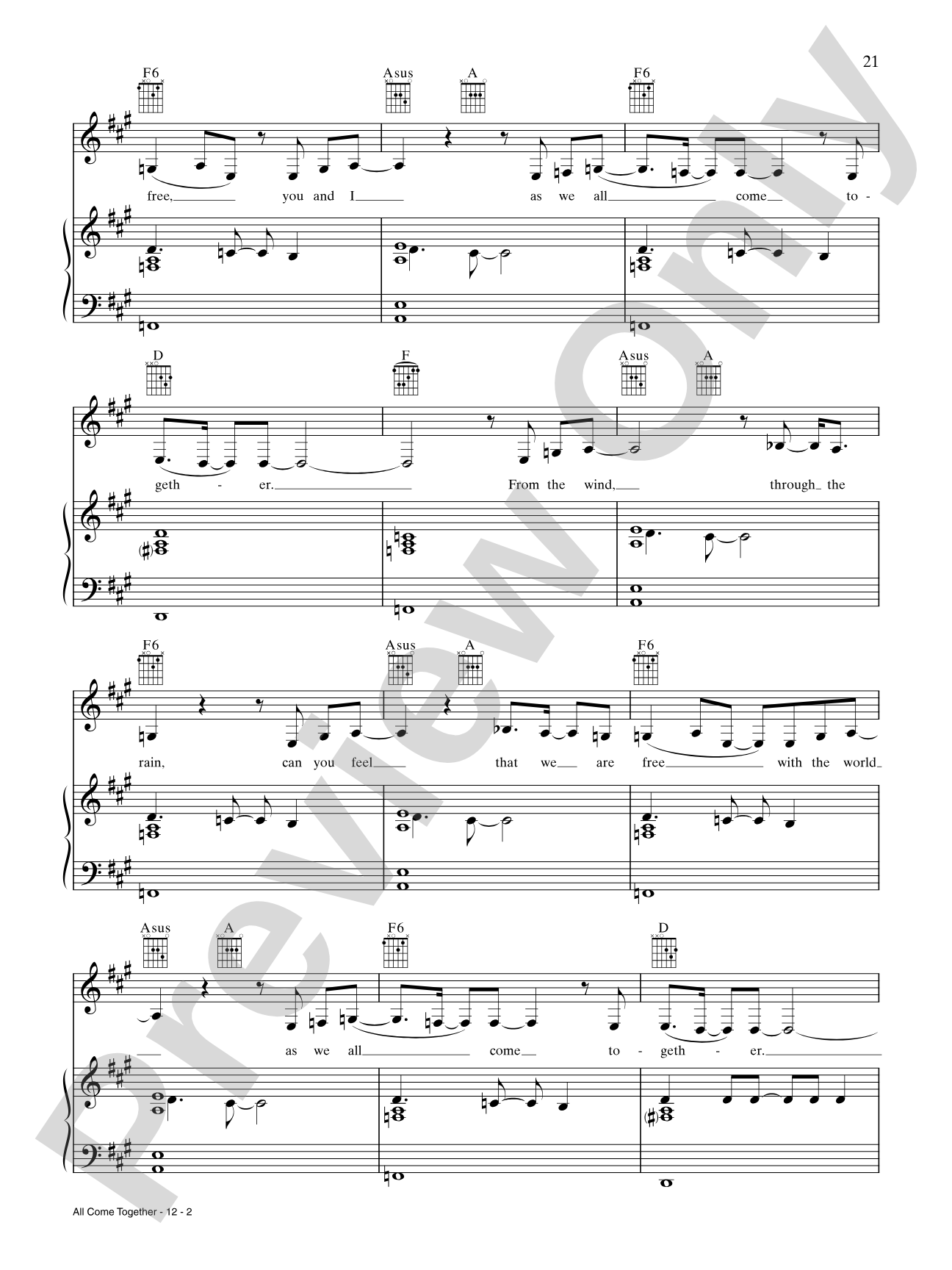 All Come Together: Piano/Vocal/Chords