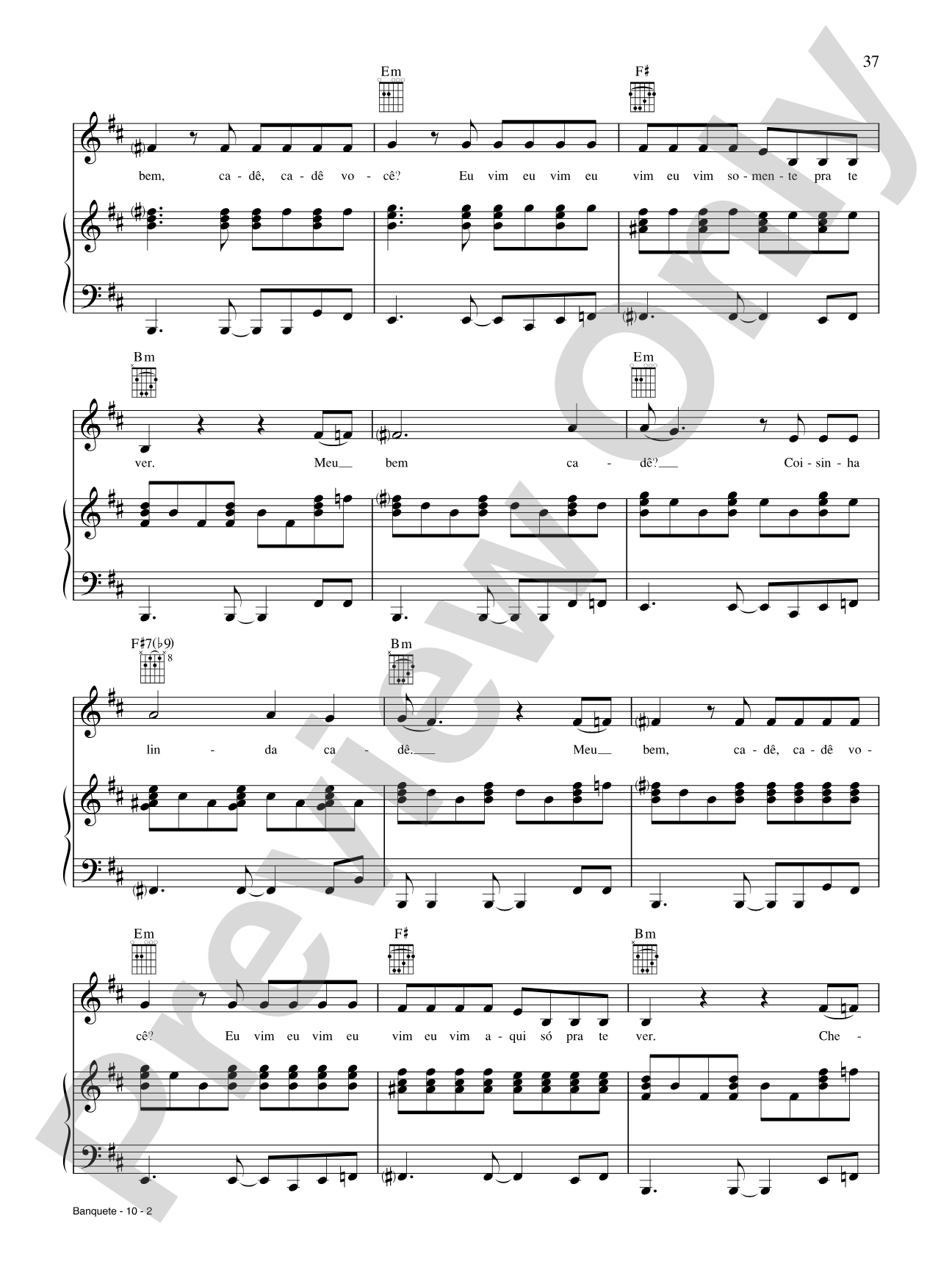 Banquete: Piano/Vocal/Chords