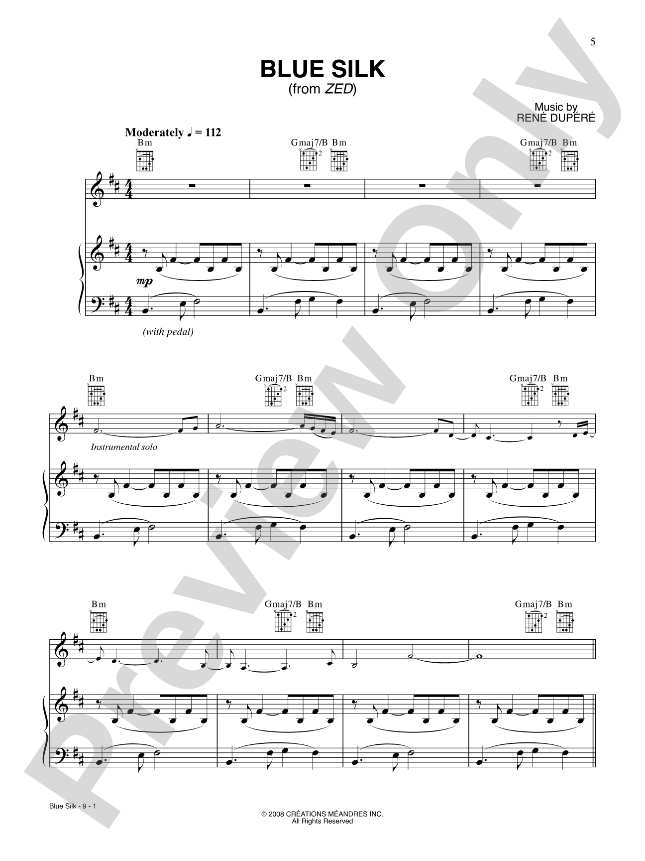 Blue Silk: Piano/Vocal/Chords