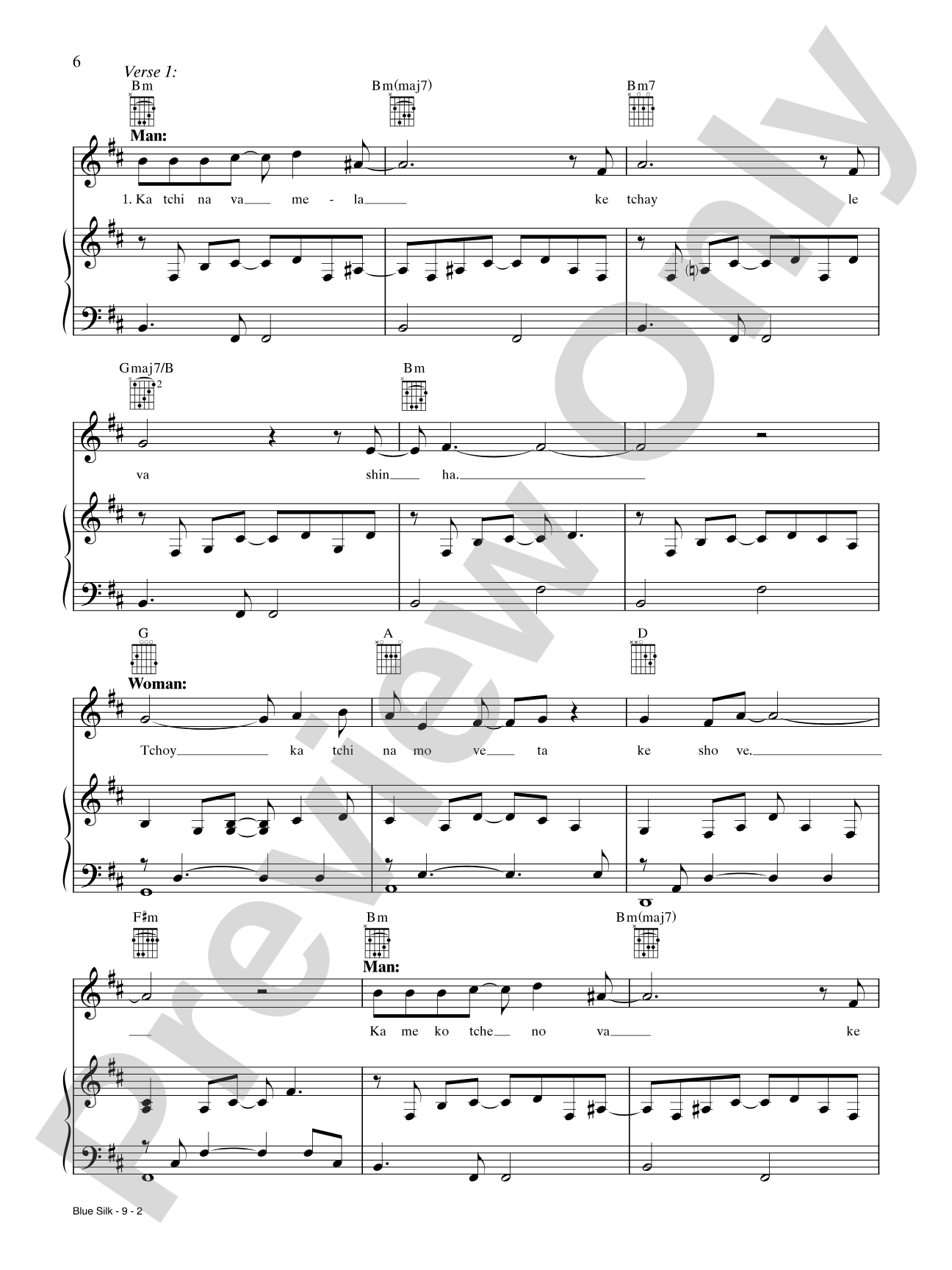Blue Silk: Piano/Vocal/Chords