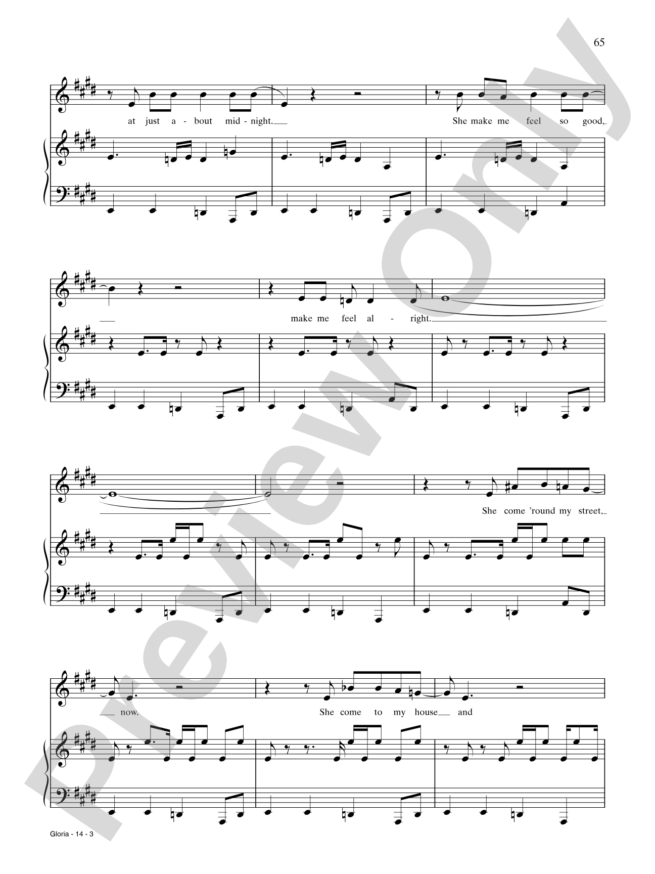 Gloria: Piano/Vocal/Chords