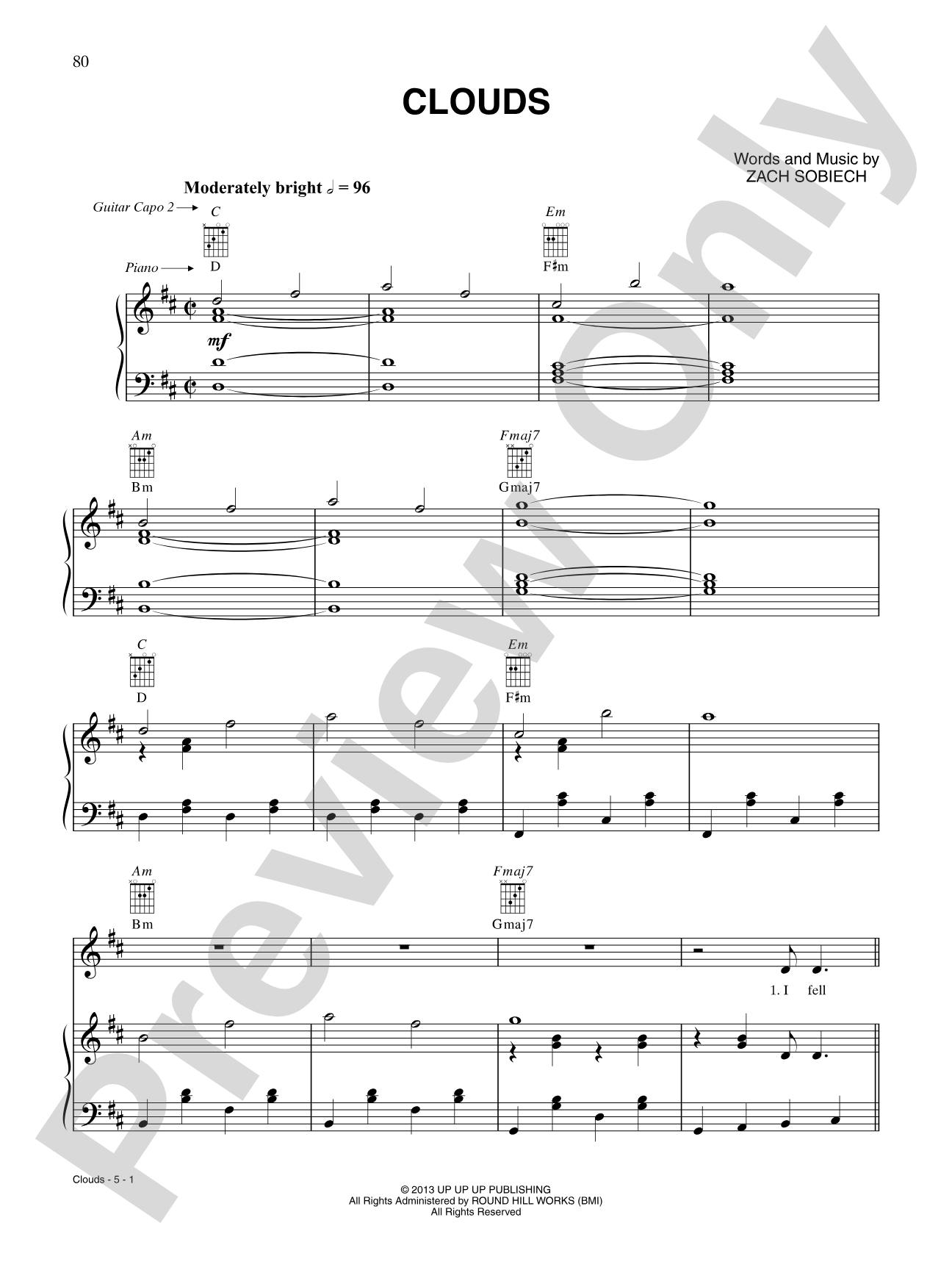 Clouds: Piano/Vocal/Chords