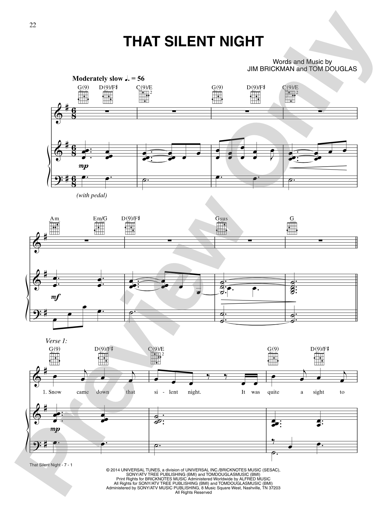 That Silent Night: Piano/Vocal/Chords