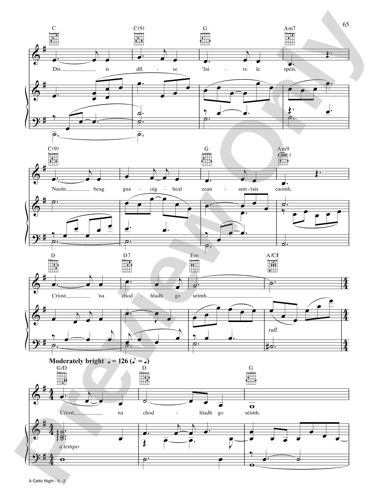 A Celtic Night (Oíche Chiúin): Piano/Vocal/Chords